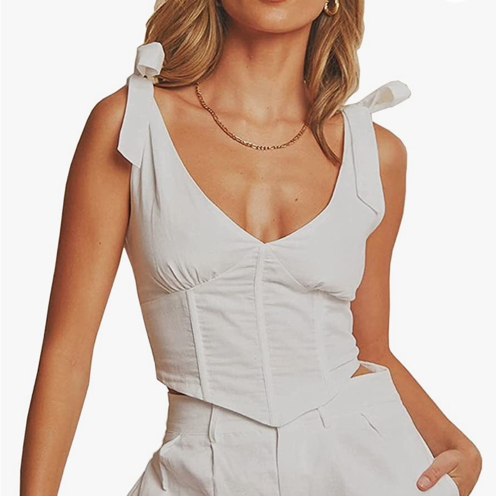 Linen corset top with ties